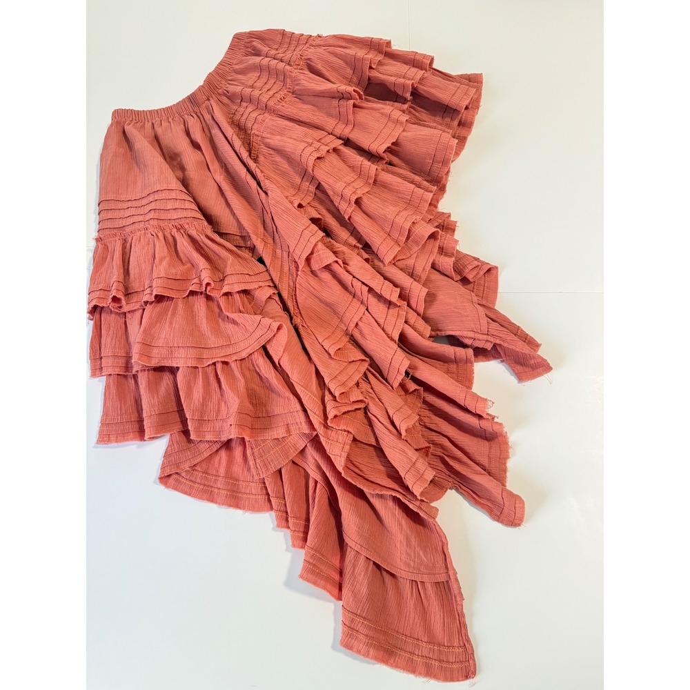 Free‎ People Shipwreck Ruffle Midi Red Mango Skirt Size XS - Picture 4 of 10